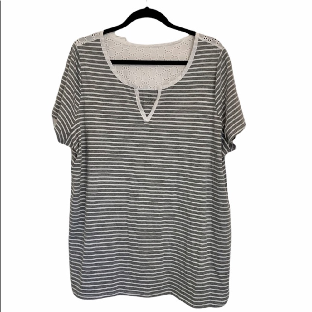 NWOT • Lane Bryant Striped Top with Eyelet Back